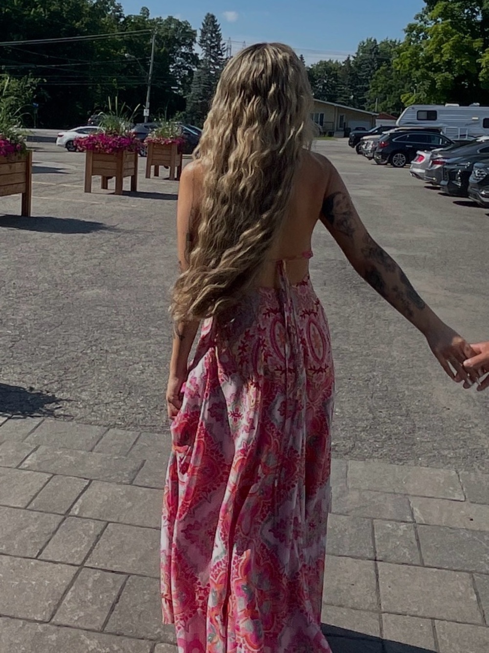 Guess by Marciano Pink Paisley Backless Maxi Dress